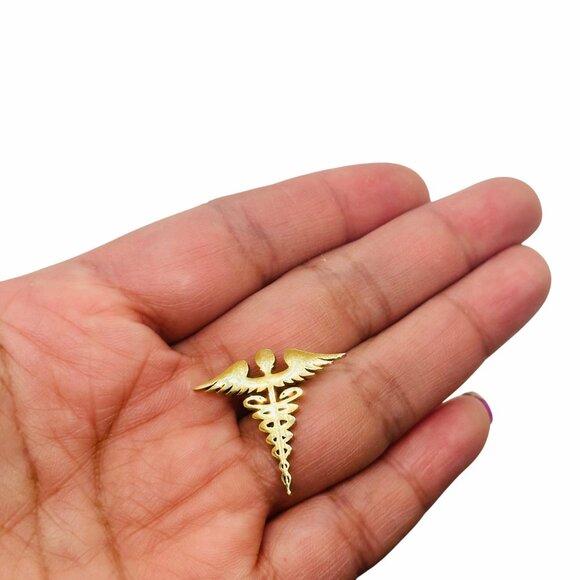 ❤️Pin Caduceus Medical Doctor Symbol Medicine Medical Broch Gold Stainless steel - Picture 2 of 5